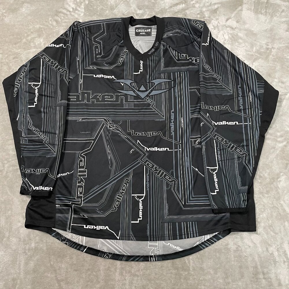 Valken Crusade Paintball Jersey Black & Grey Padded Shoulder and Elbow Size 4XL